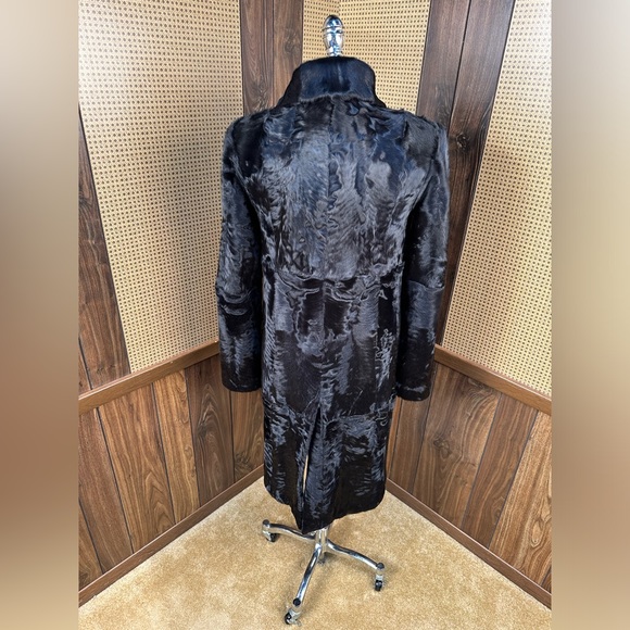 CASSIN NEW YORK JET BLACK RUSSIAN BROADTAIL FUR COAT JACKET SIZE SMALL - Picture 5 of 11